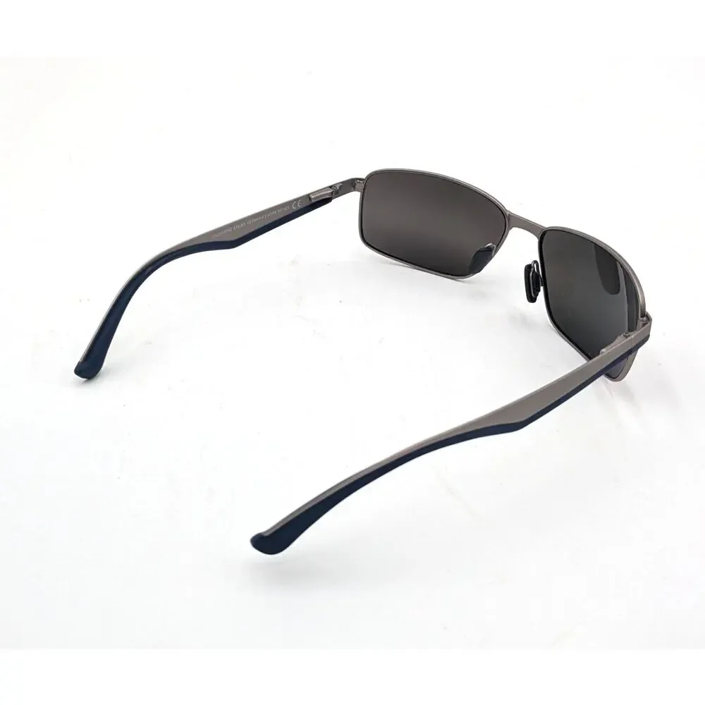 Maui Jim Backswing MJ709-14A Gray Blue Metal Rectangular Wrap Sunglasses Italy